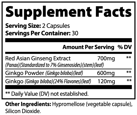 Ginkgo Biloba + Ginseng Vital Nutra - Titilio Life Labs. - Titilio.com