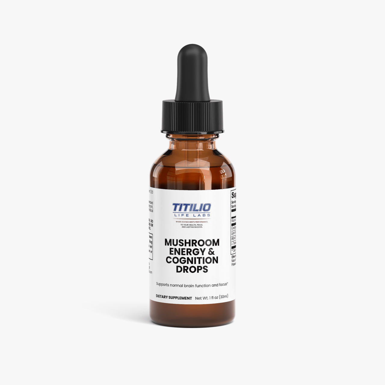 Mushroom Energy & Cognition Drops - Titilio Life Labs - Titilio.com